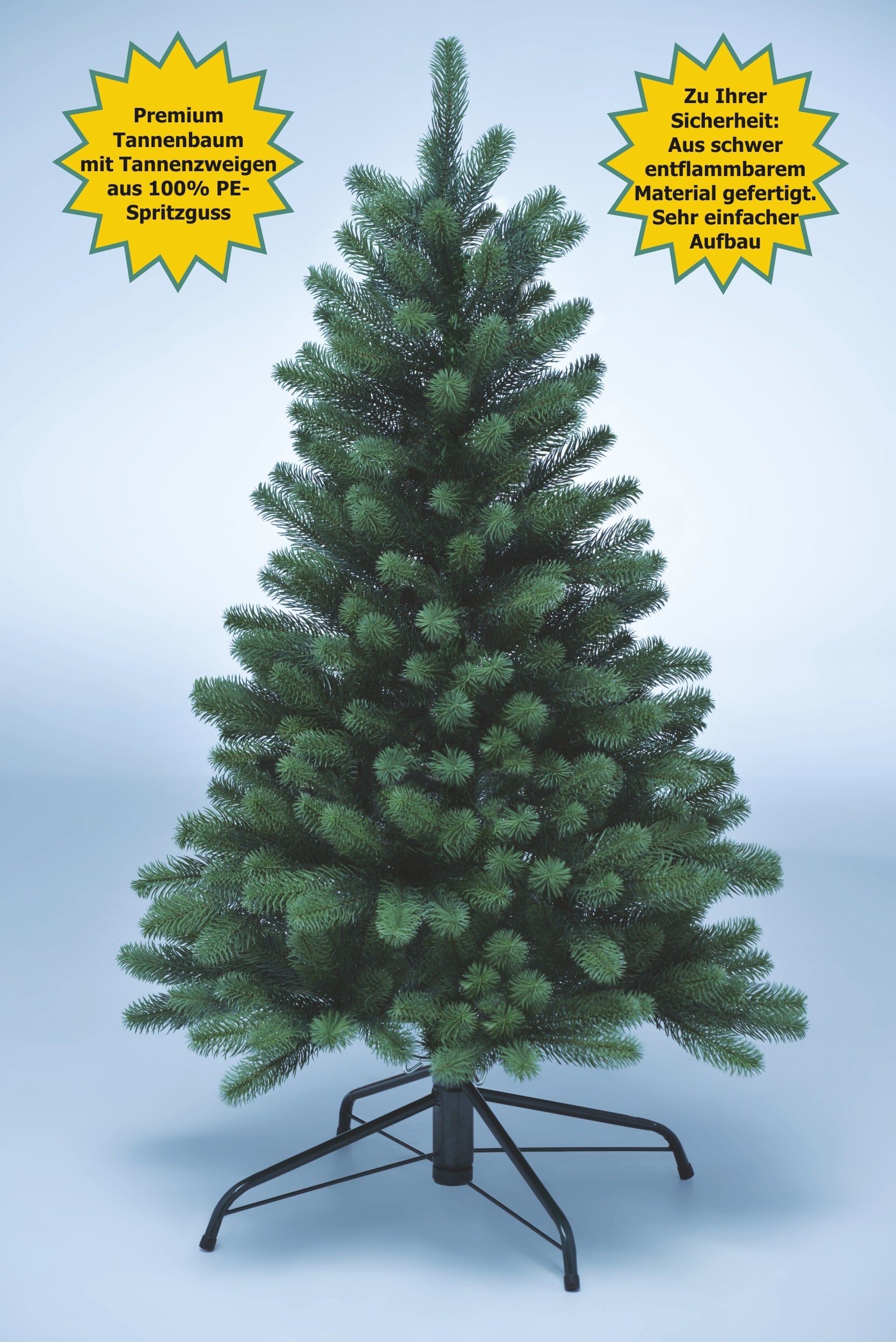 Pflanzenglanz® Künstlicher Weihnachtsbaum - Höhe: 120 cm ohne LED Beleuchtung aus Premium Spritzguss  ( PE-BO120 )