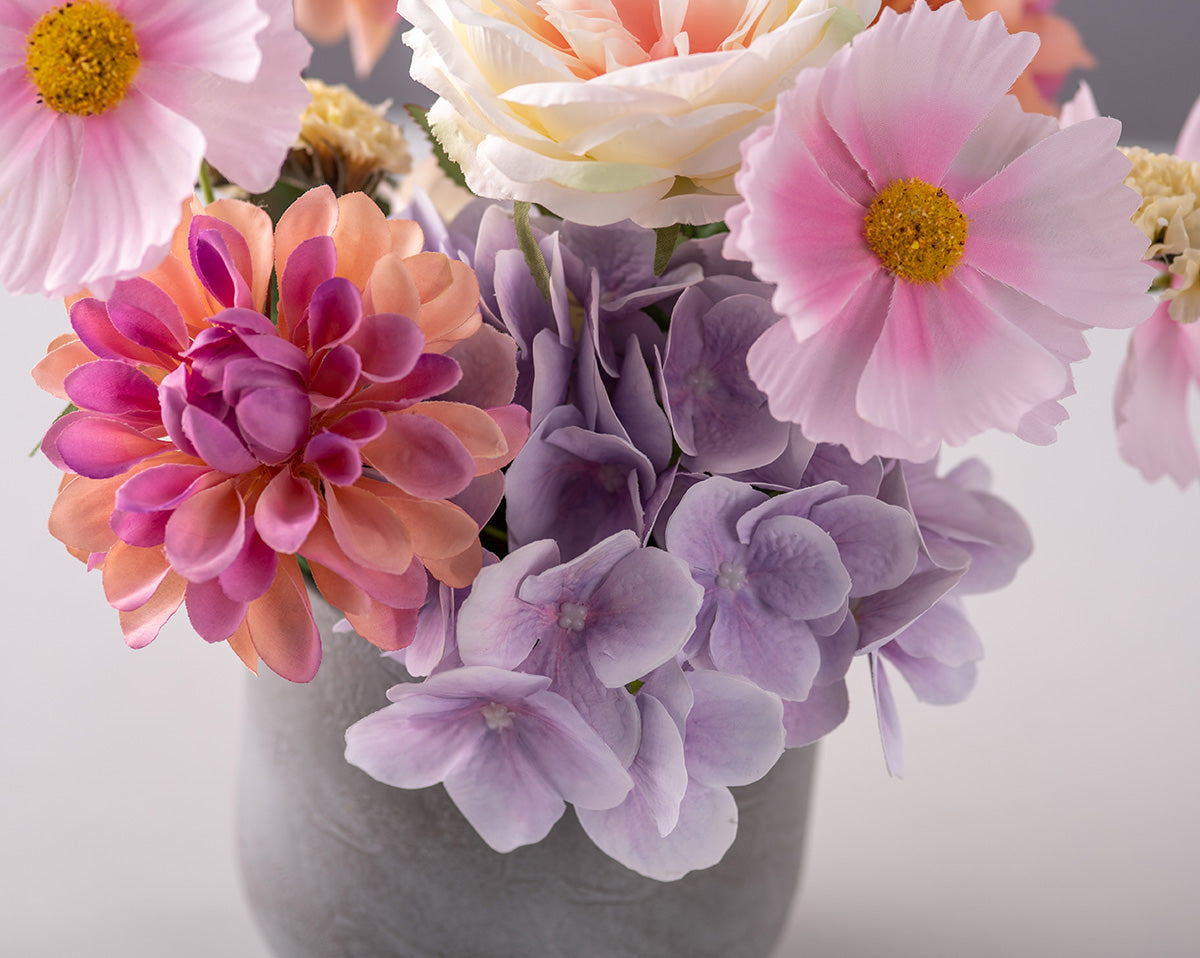 Pflanzenglanz® Premium künstliches Blumenarrangement / Gesteck "Fluorit" - inklusive hochwertigem Gefäß