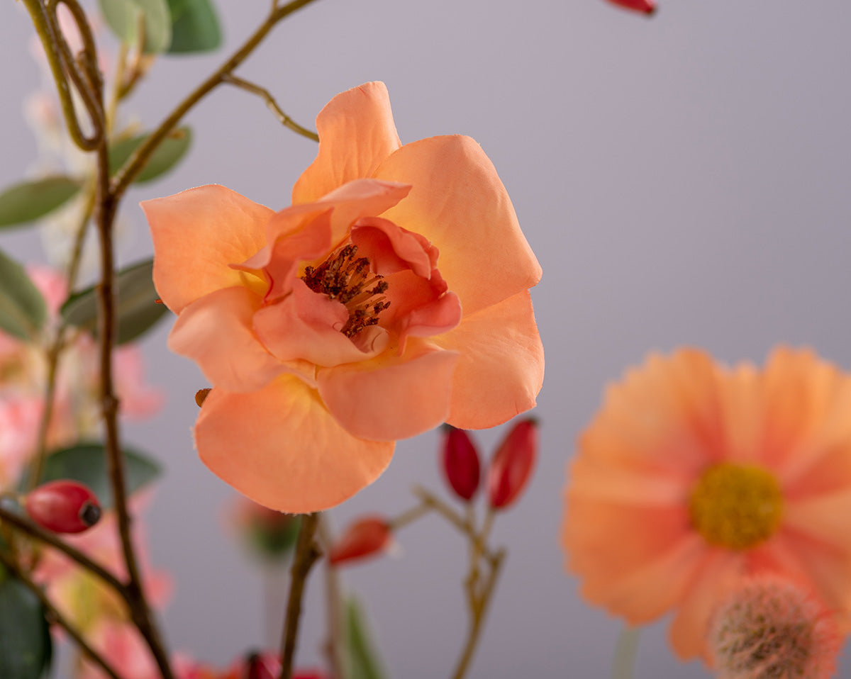 Pflanzenglanz® Premium künstliches Blumenarrangement / Gesteck "Aventurin" - inklusive hochwertigem Gefäß